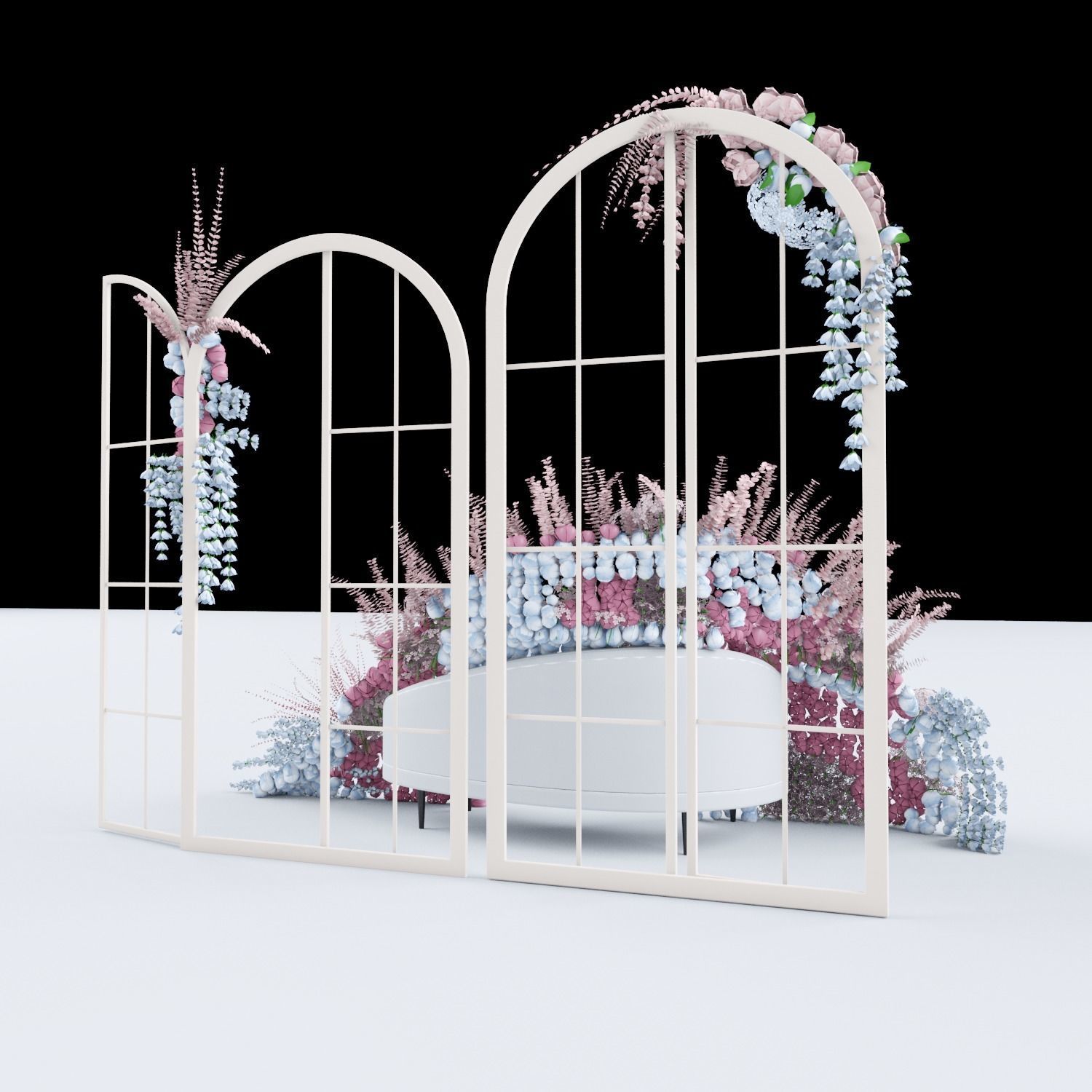 Rose and flowers Wedding seat  3D model_2