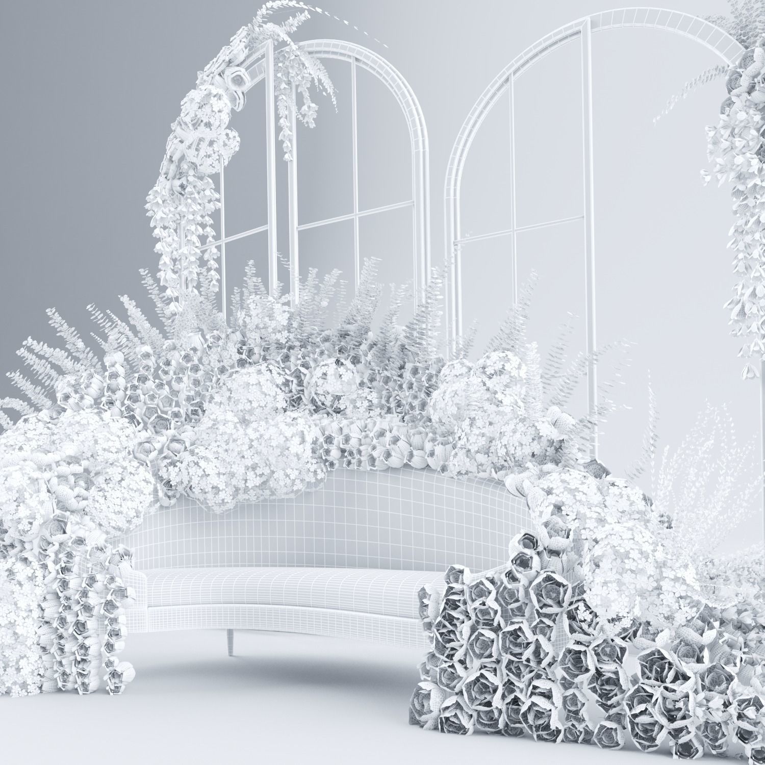 Rose and flowers Wedding seat  3D model_5