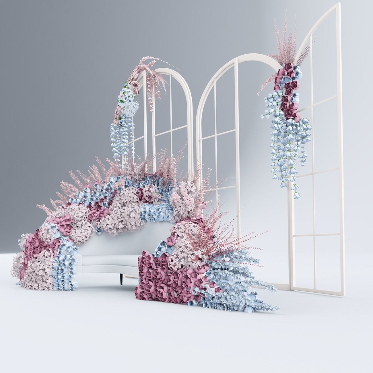 Rose and flowers Wedding seat  3D model_3