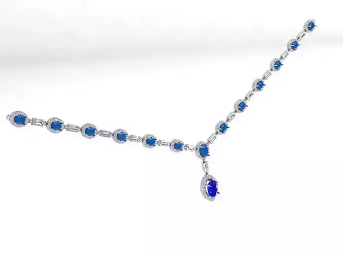 Blue stone Sapphire necklace 3676 3D print model 