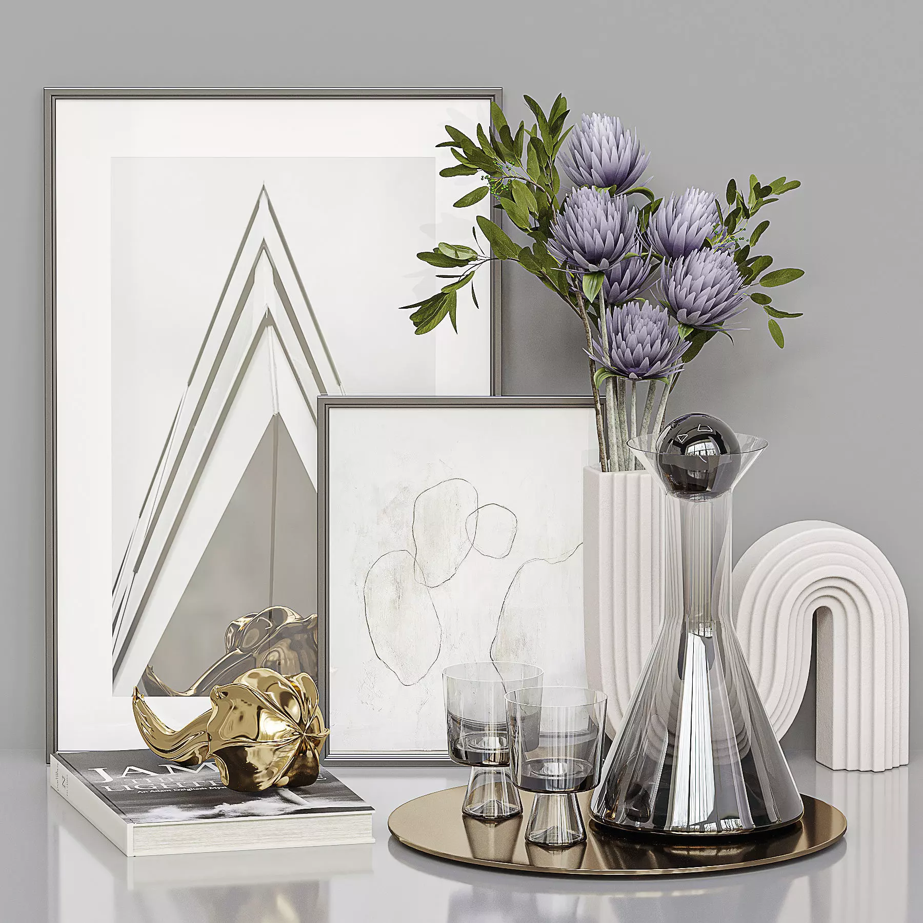 Decorative set-4 Low-poly 3D model_0