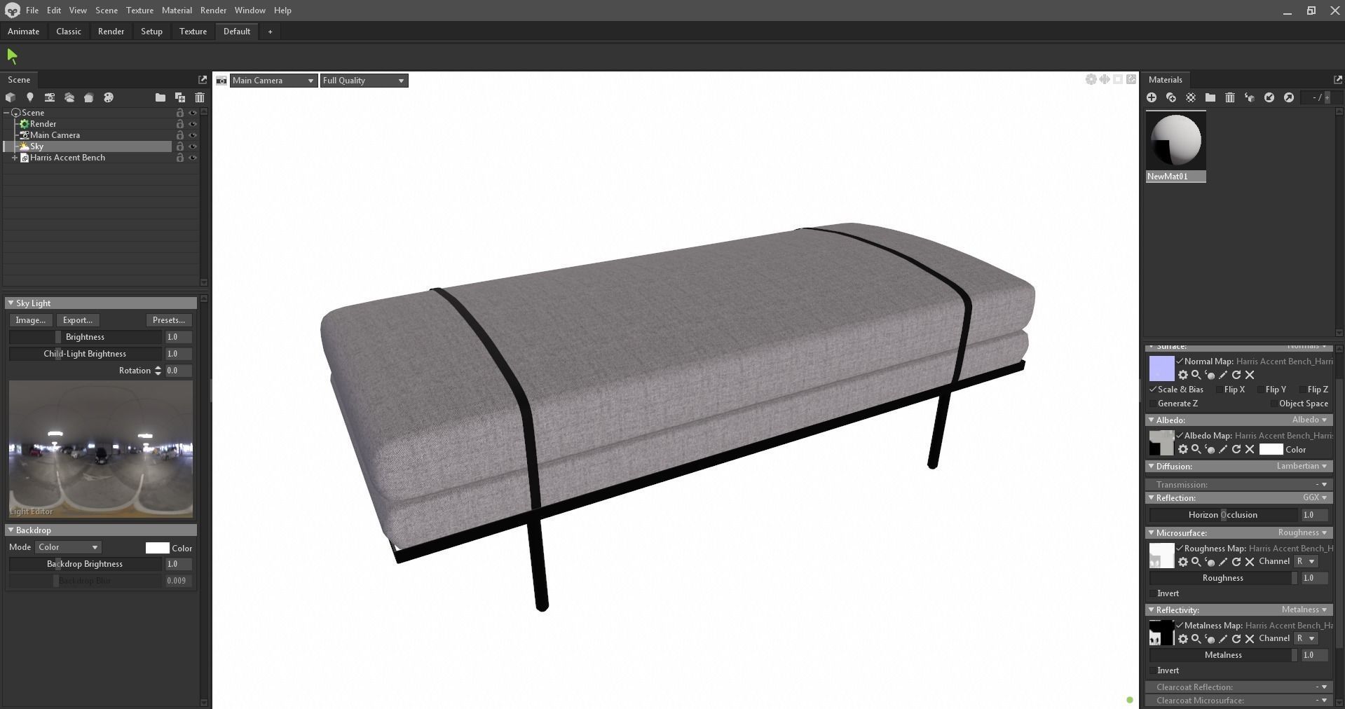 Booker bench - end bench - stool - seat - accent bench Low-poly 3D model_23