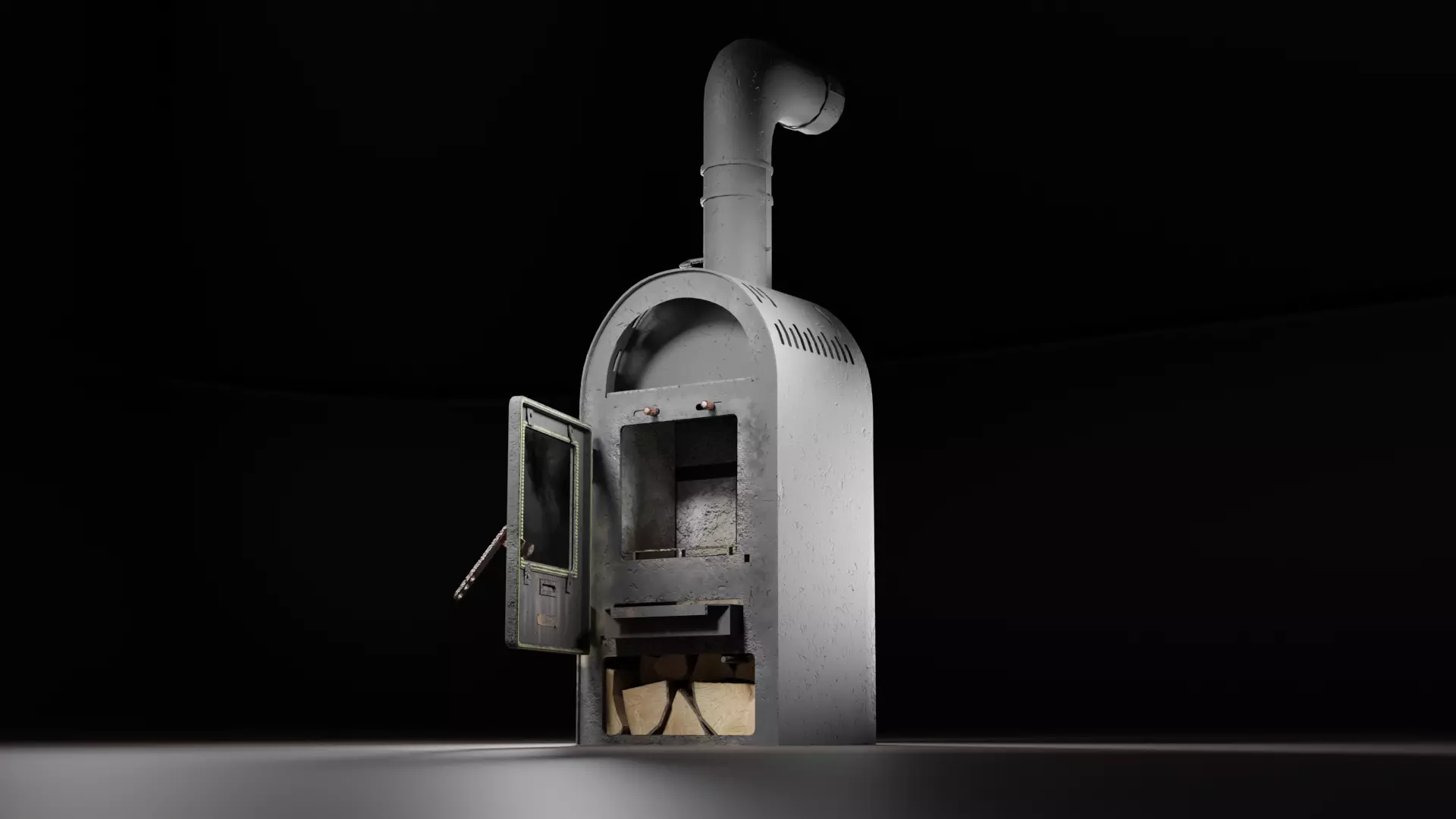 Stove for warming Low-poly 3D model_0