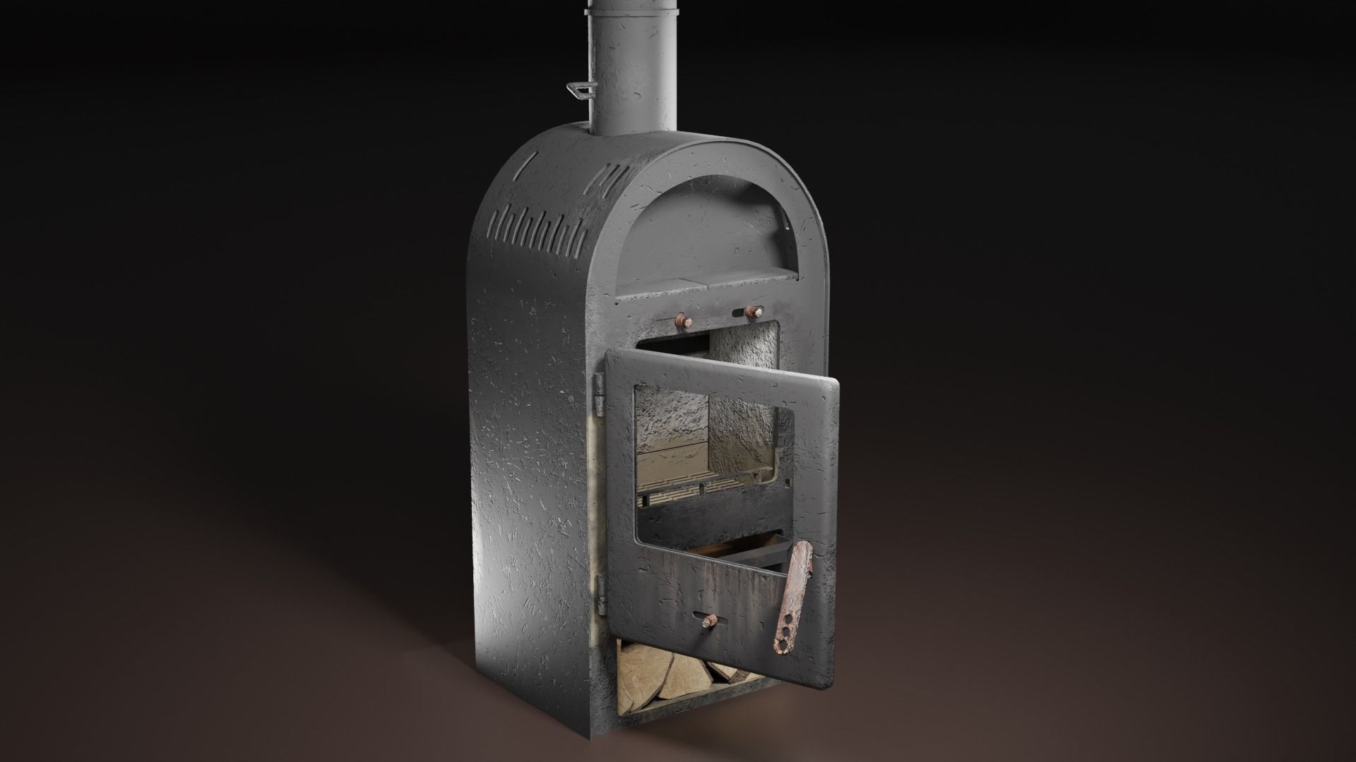 Stove for warming Low-poly 3D model_2