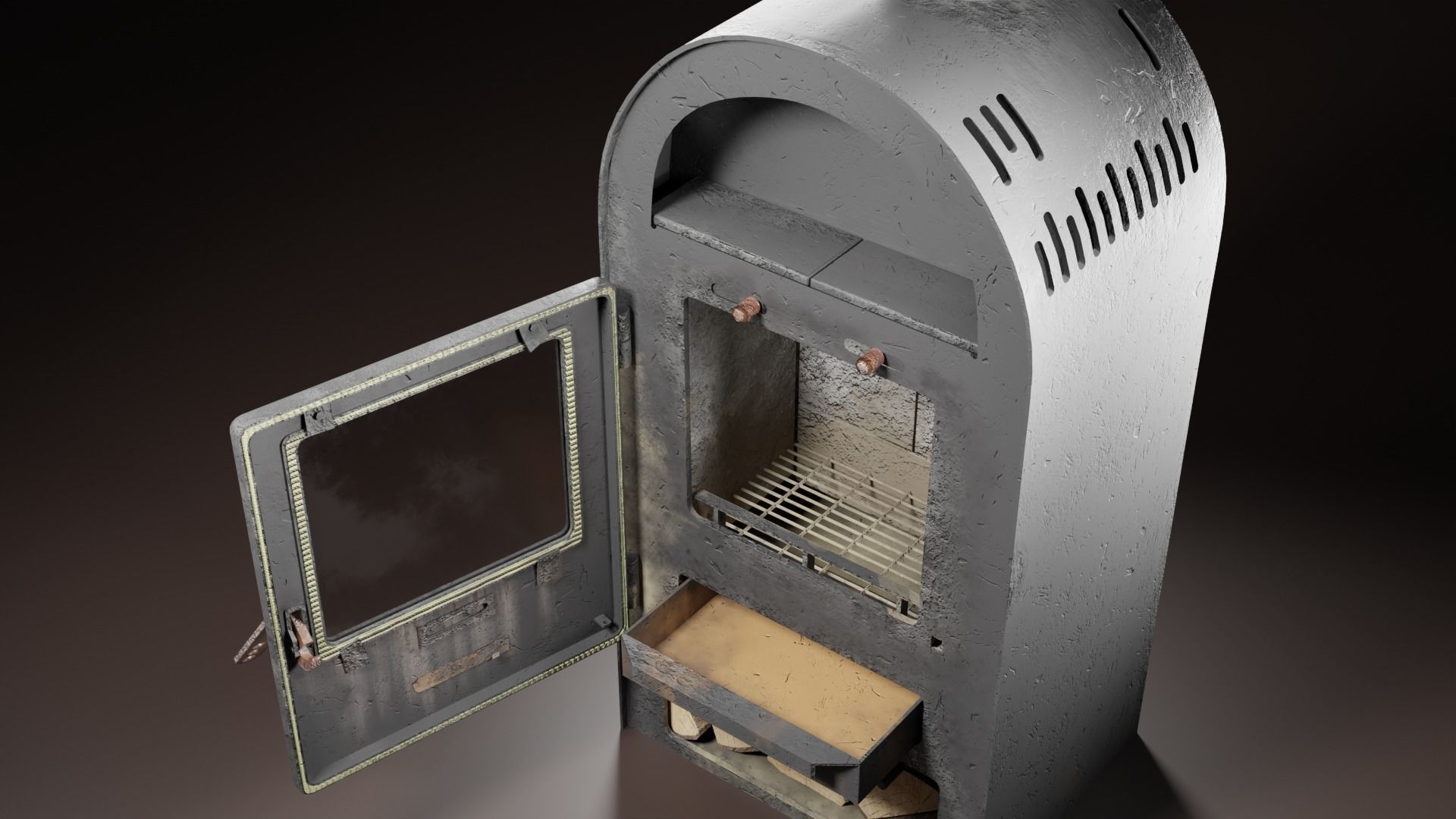 Stove for warming Low-poly 3D model_3