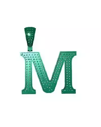 M ALPHABET PENDANT WITH ROUND DIAMOND