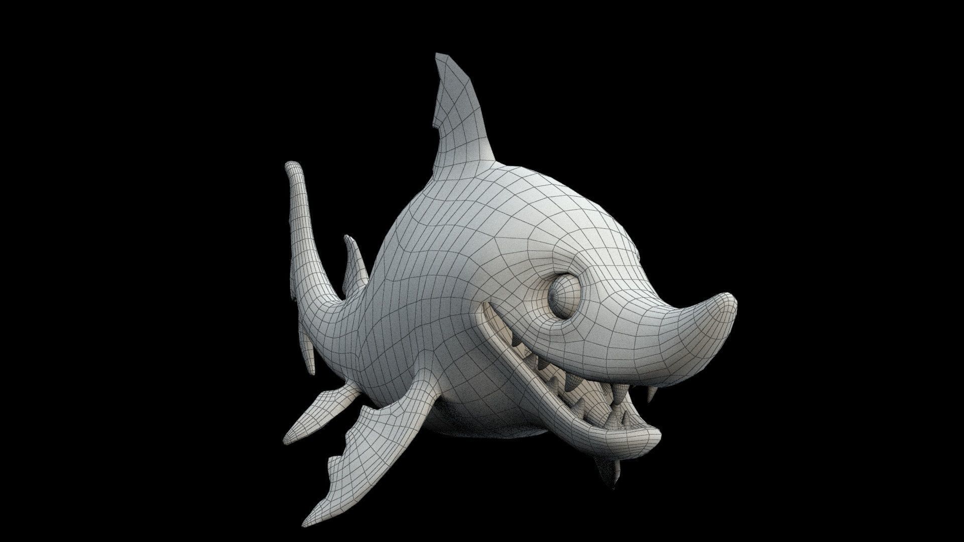 cartoon baby shark Low-poly 3D model_22