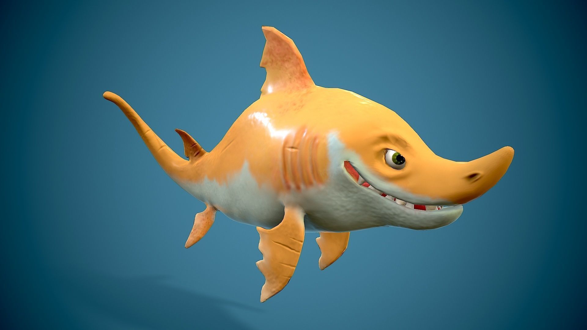 cartoon baby shark Low-poly 3D model_4