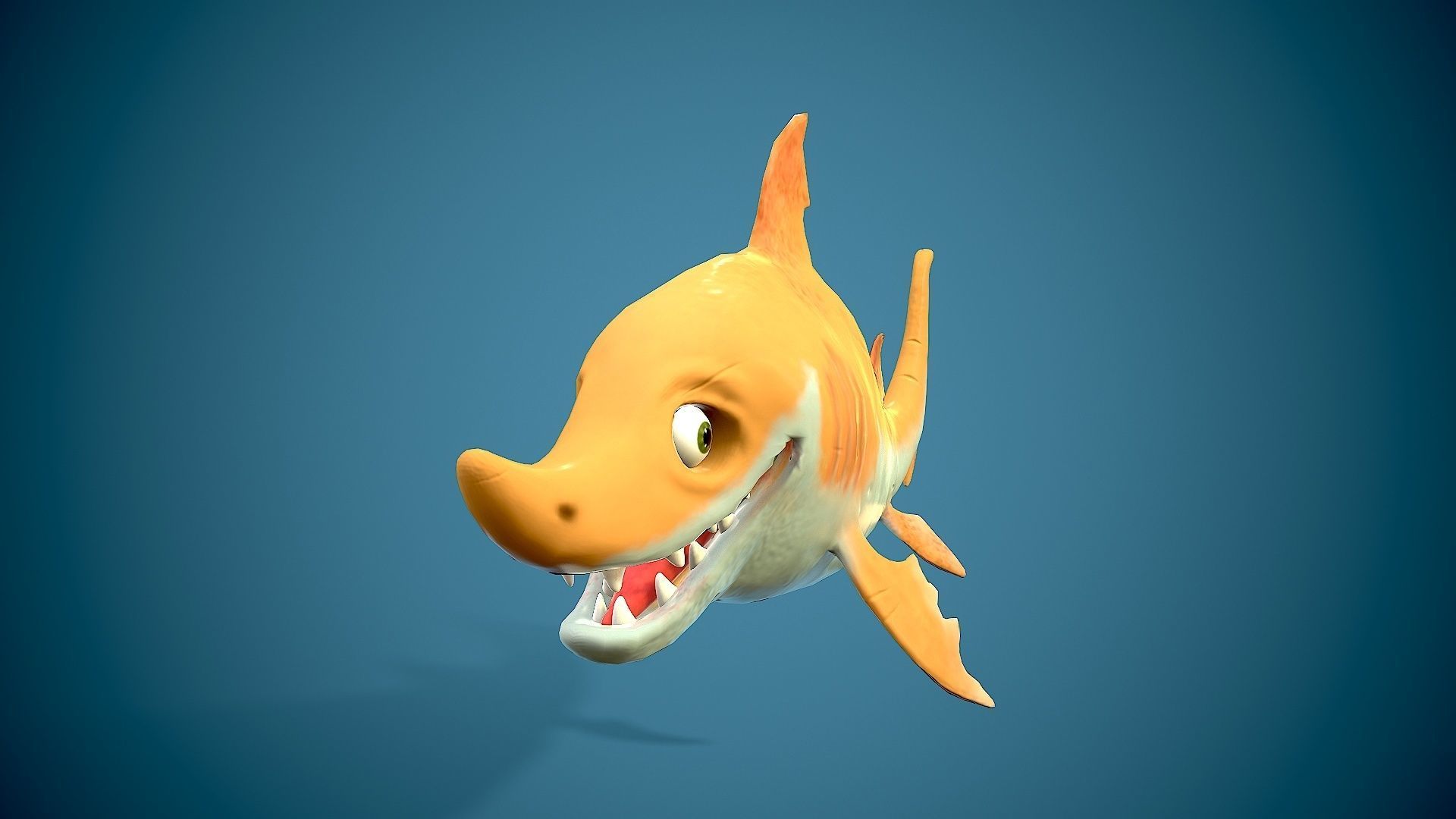 cartoon baby shark Low-poly 3D model_13