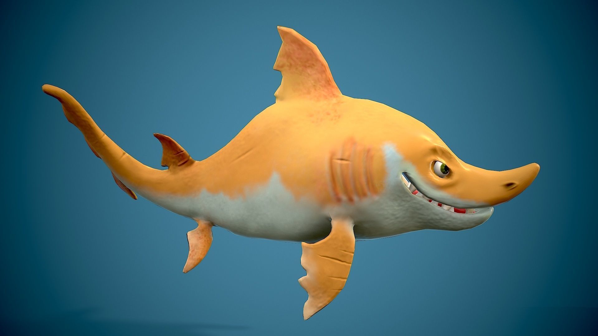 cartoon baby shark Low-poly 3D model_7