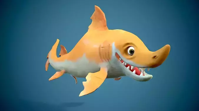 cartoon baby shark Low-poly 3D model