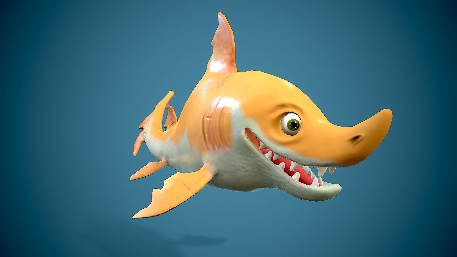 cartoon baby shark Low-poly 3D model_6