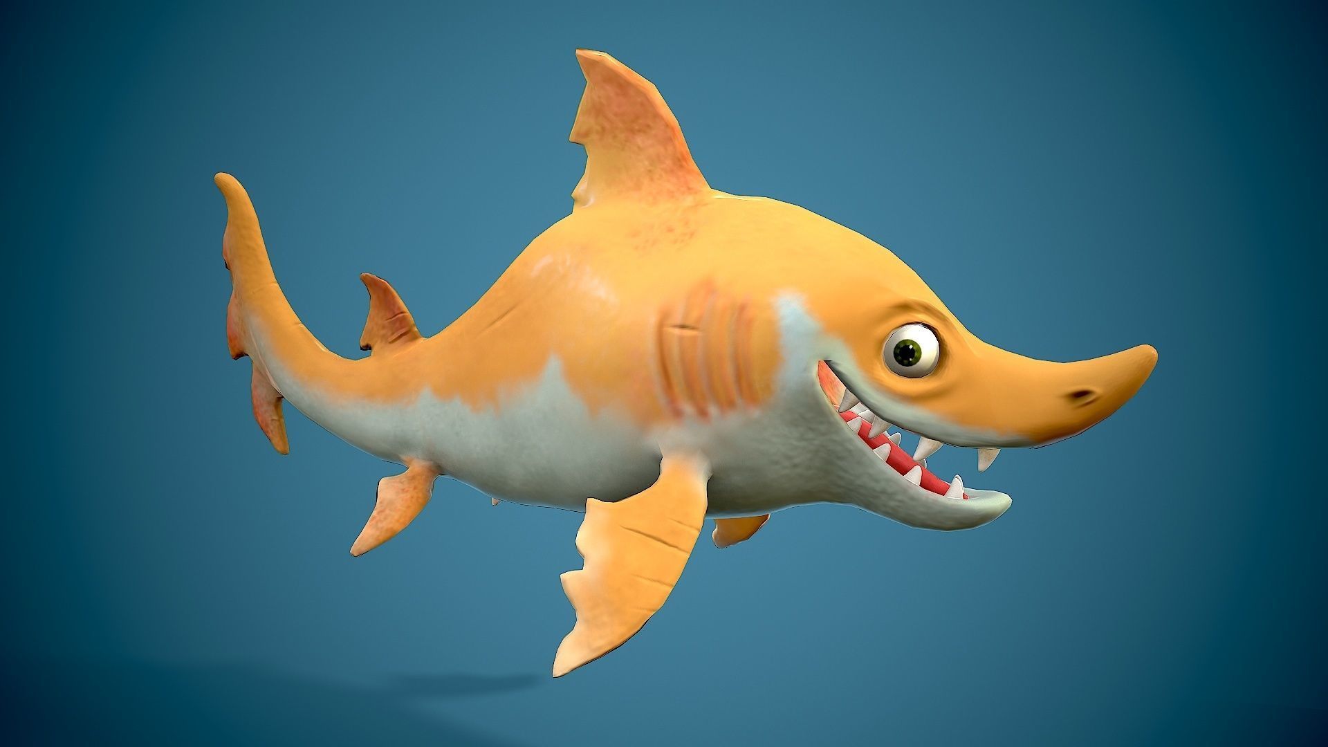 cartoon baby shark Low-poly 3D model_9