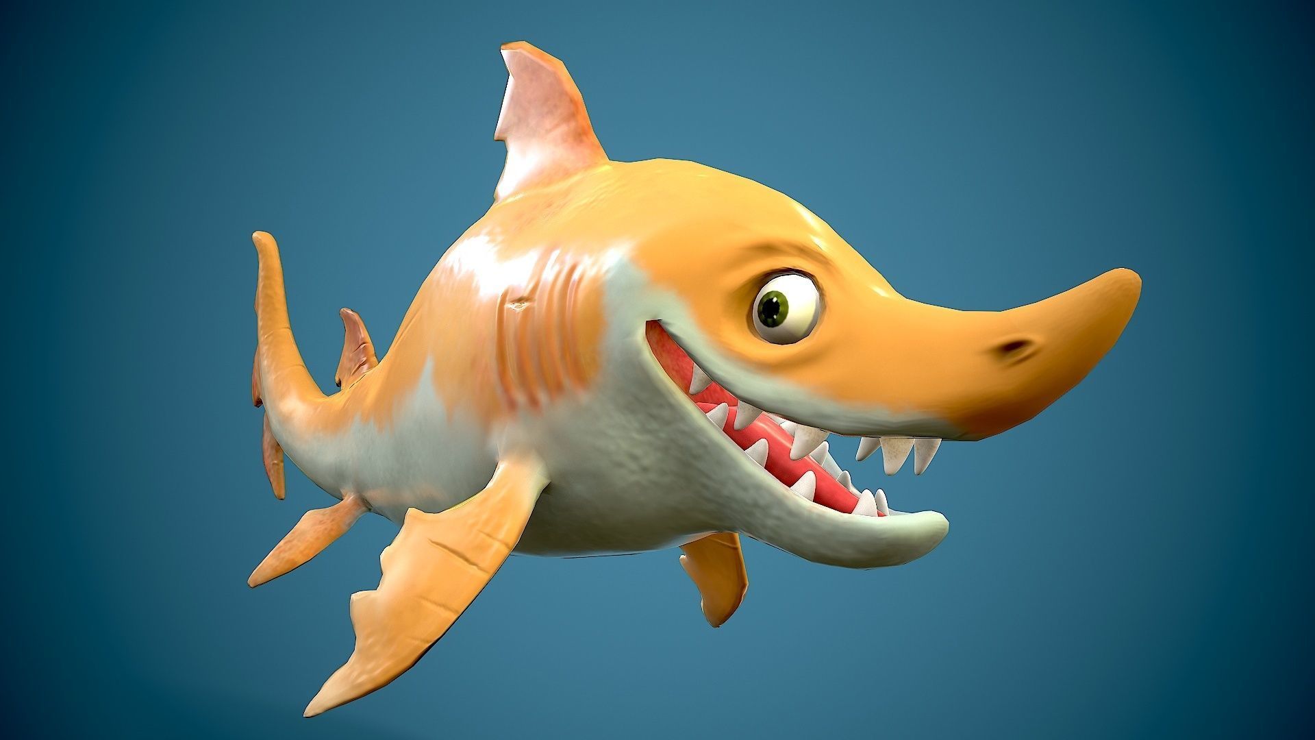 cartoon baby shark Low-poly 3D model_17