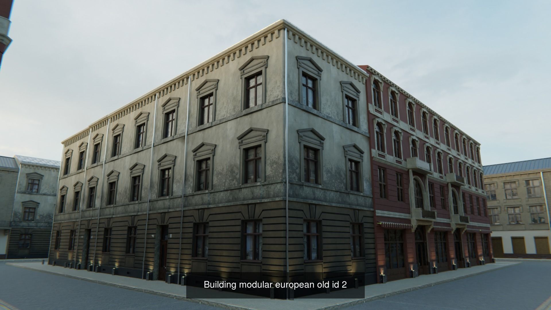 Building modular european old kit 3D Model Collection_3