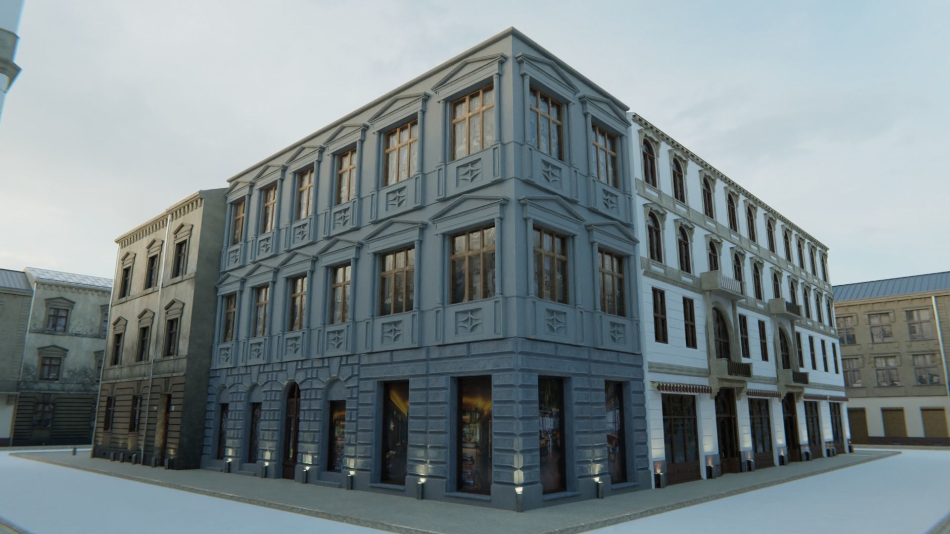 Building modular european old kit 3D Model Collection_5