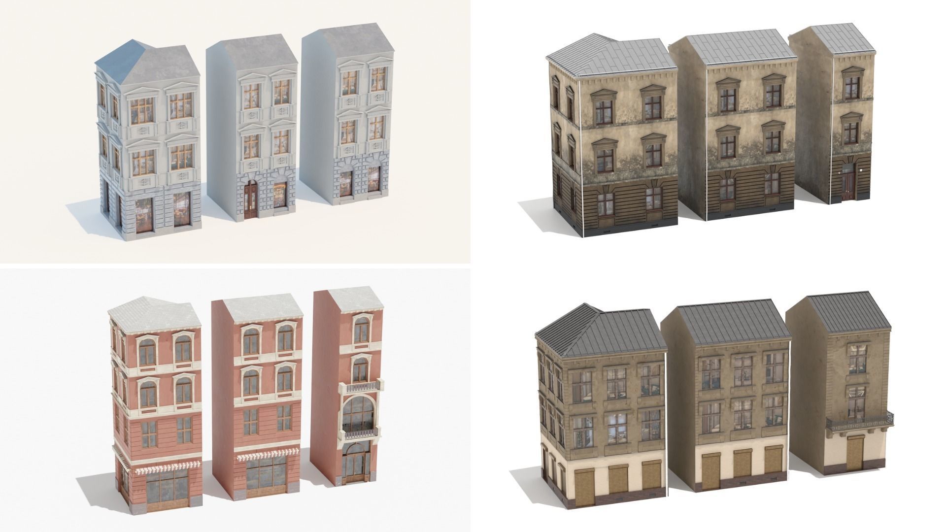 Building modular european old kit 3D Model Collection_1