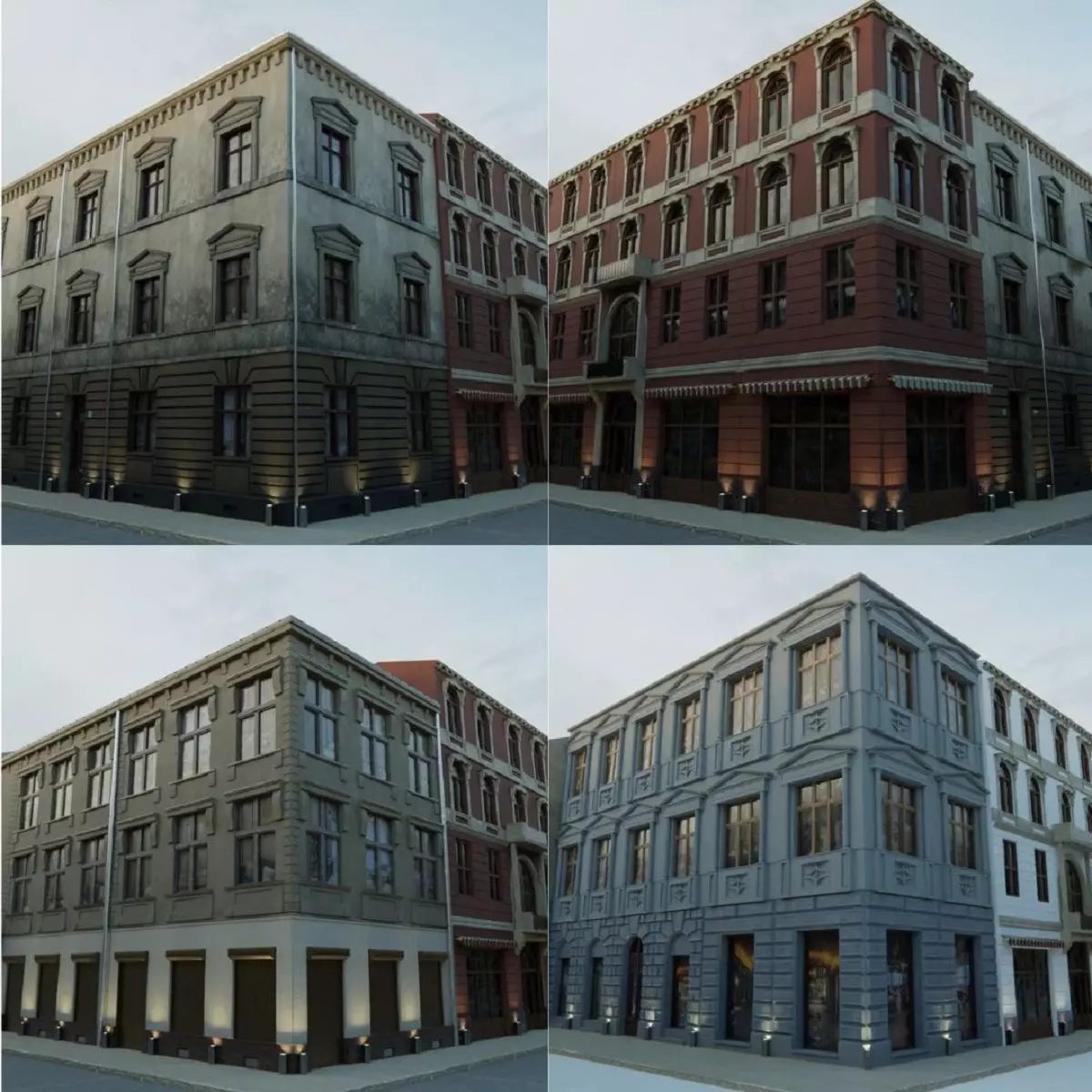 Building modular european old kit 3D Model Collection_0