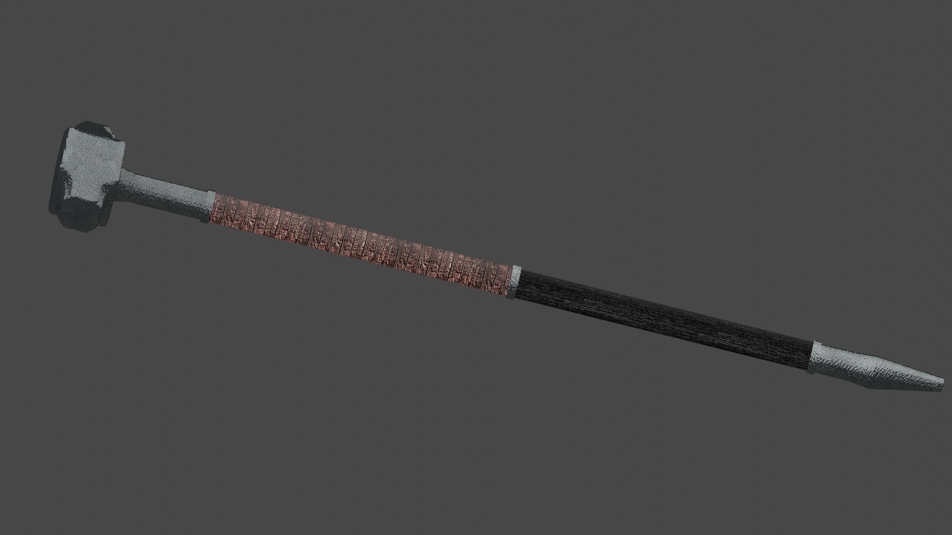 Medieval Sledge Hammer Low-poly 3D model_1