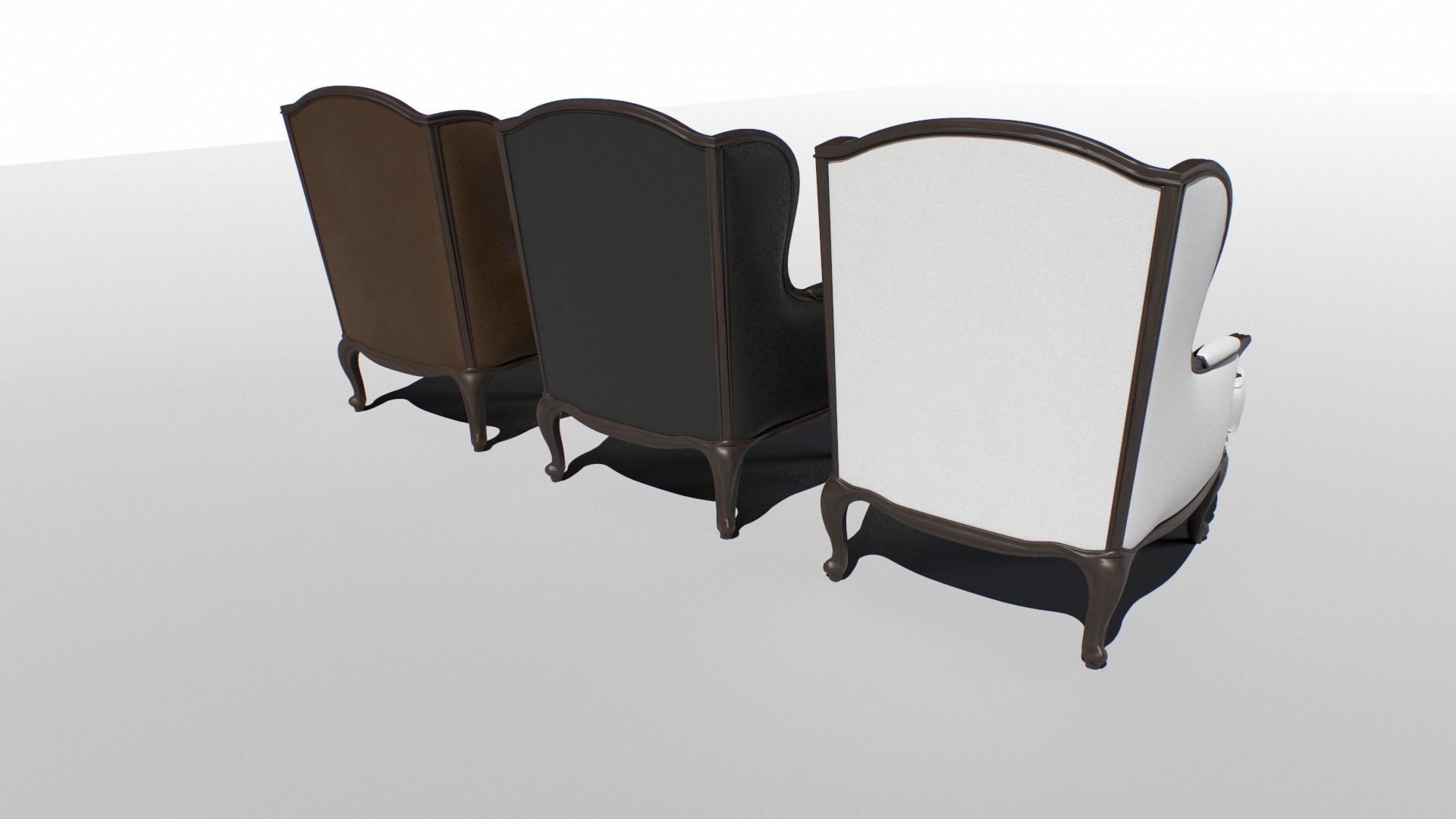 Old Armchair set Low-poly 3D model_5