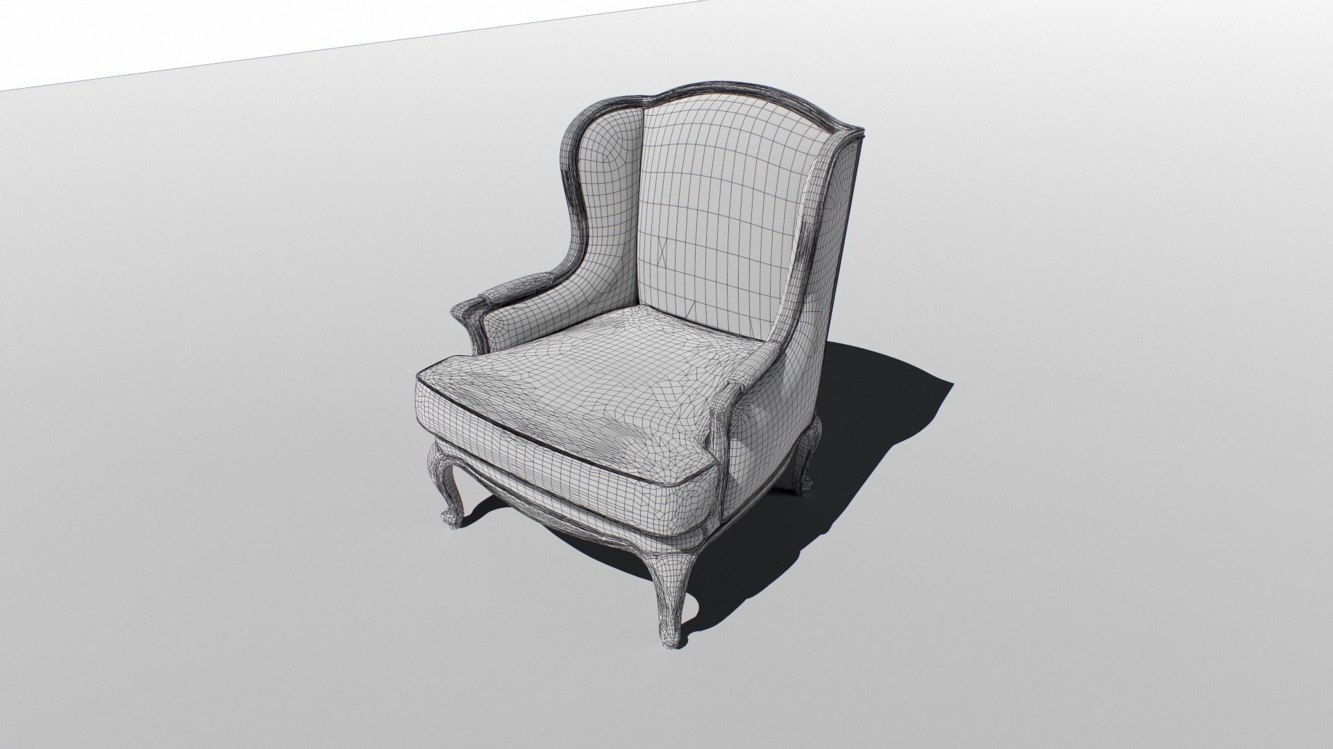 Old Armchair set Low-poly 3D model_7