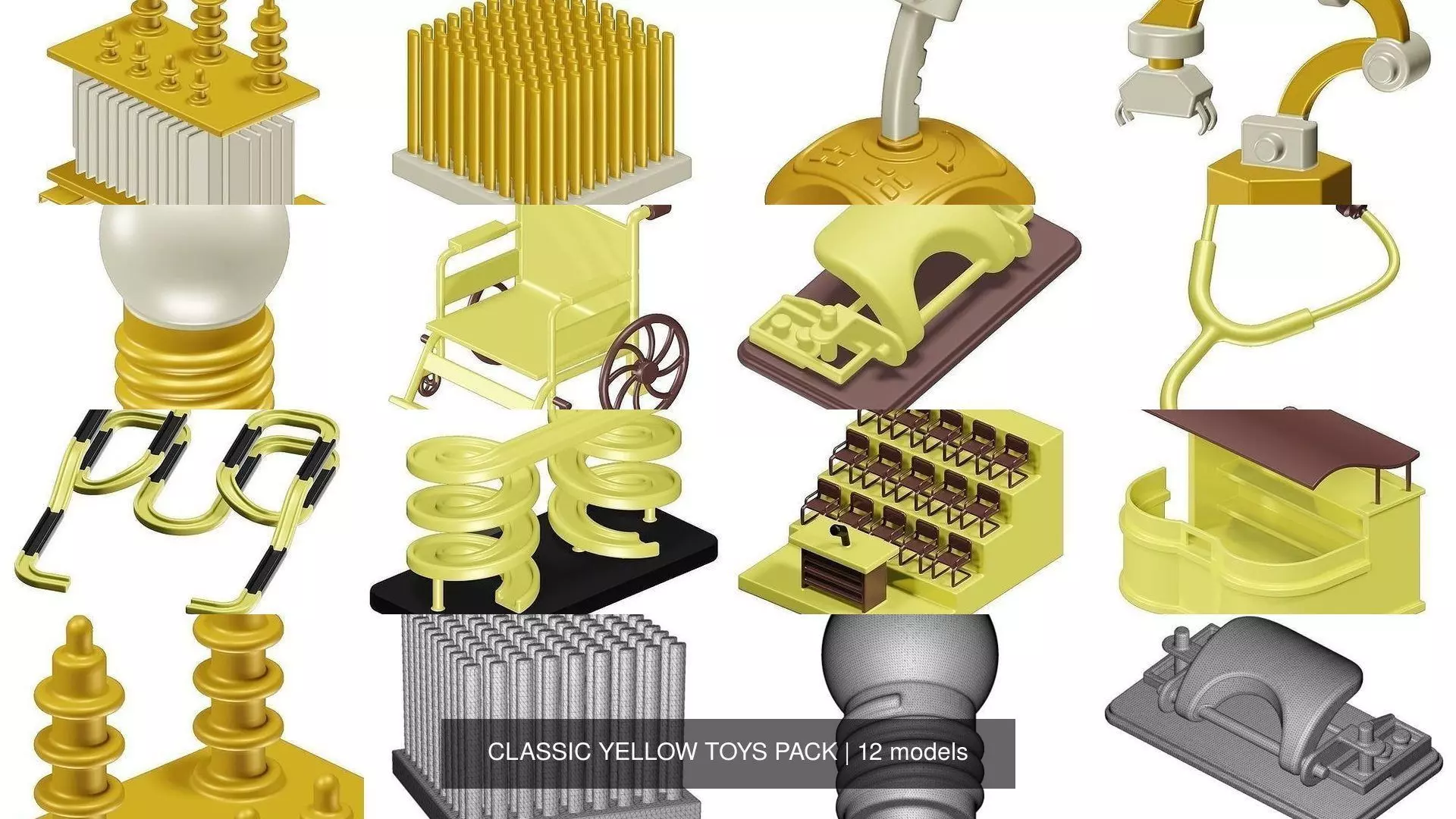 CLASSIC YELLOW TOYS PACK 3D Model Collection_0