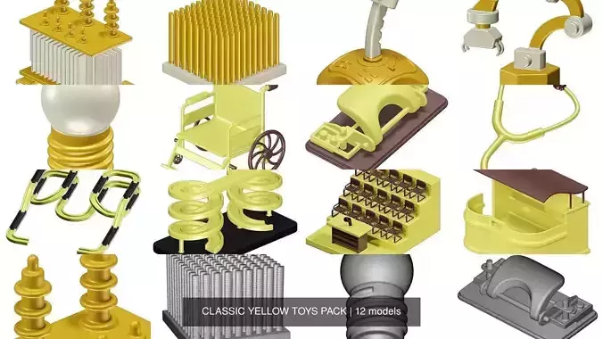 CLASSIC YELLOW TOYS PACK 3D Model Collection