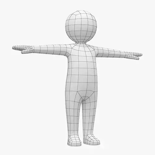 Toddler Baby Child Stickman in T-Pose 3D model Toddler Baby Child Stickman in T-Pose 3D model