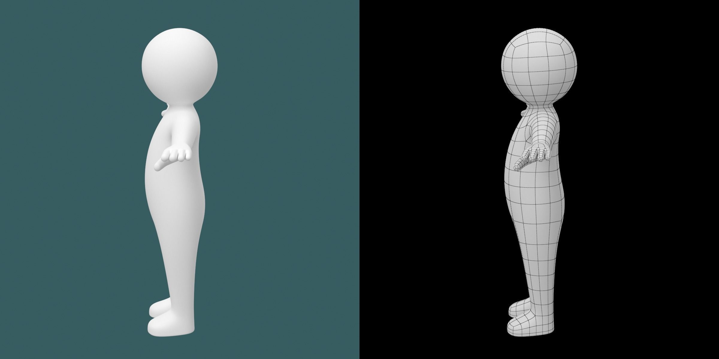 Toddler Baby Child Stickman in T-Pose 3D model_8