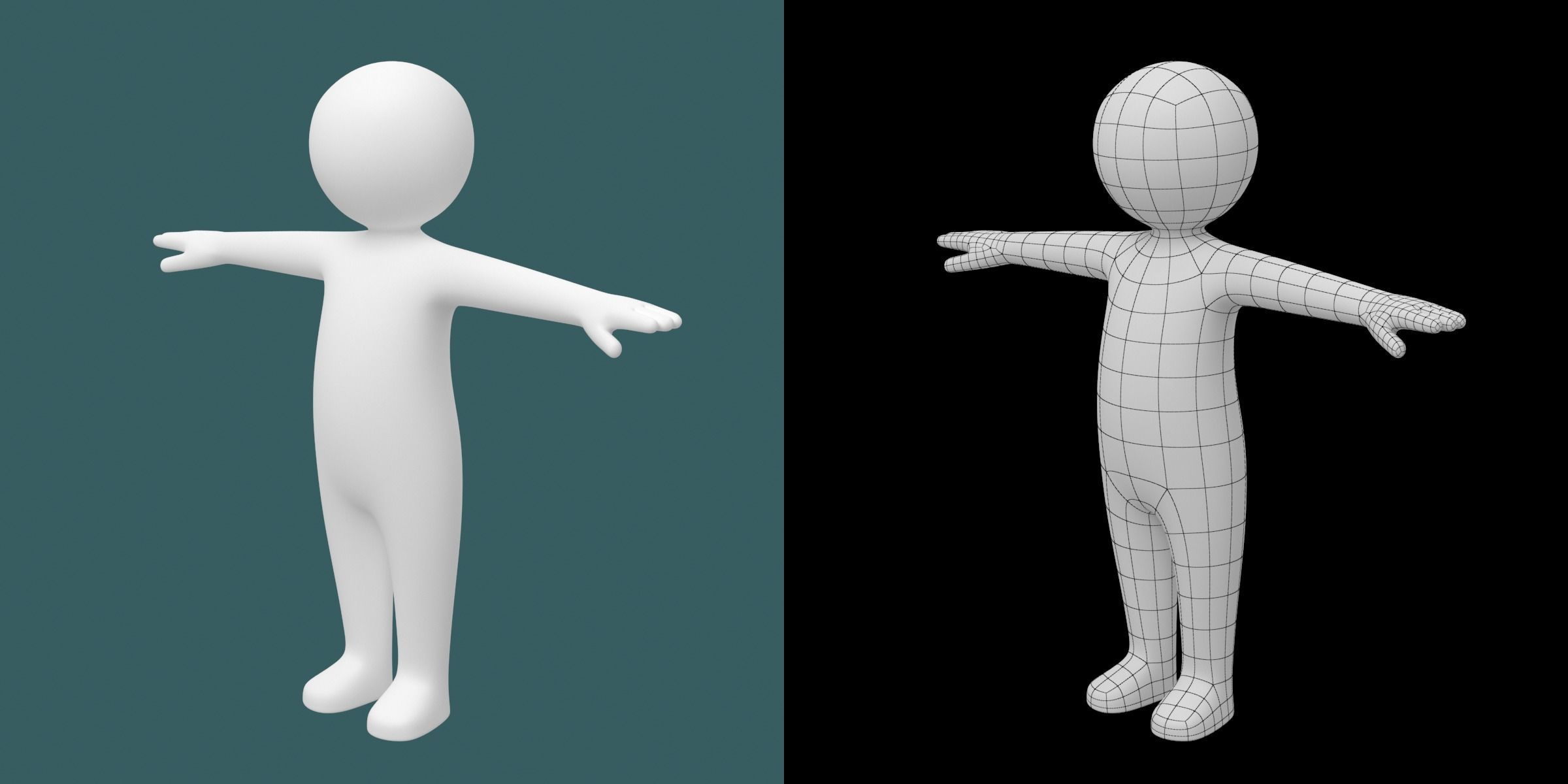 Toddler Baby Child Stickman in T-Pose 3D model_9