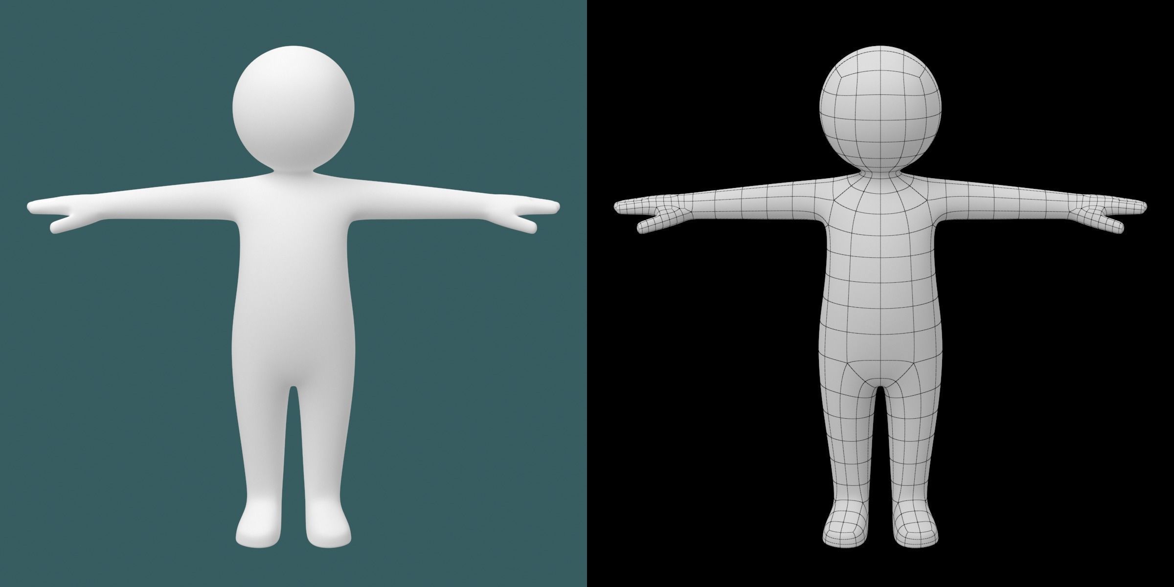 Toddler Baby Child Stickman in T-Pose 3D model_2