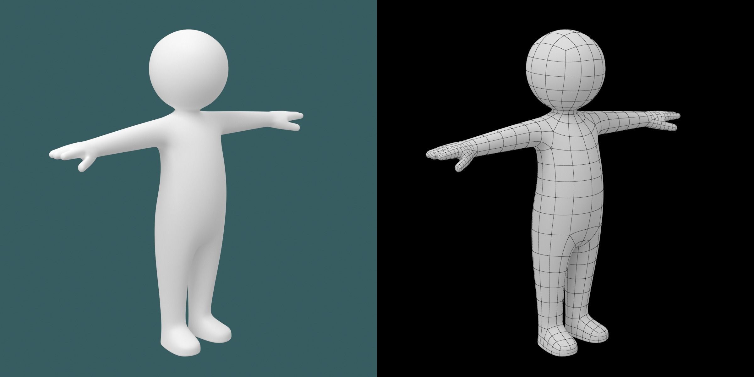 Toddler Baby Child Stickman in T-Pose 3D model_3