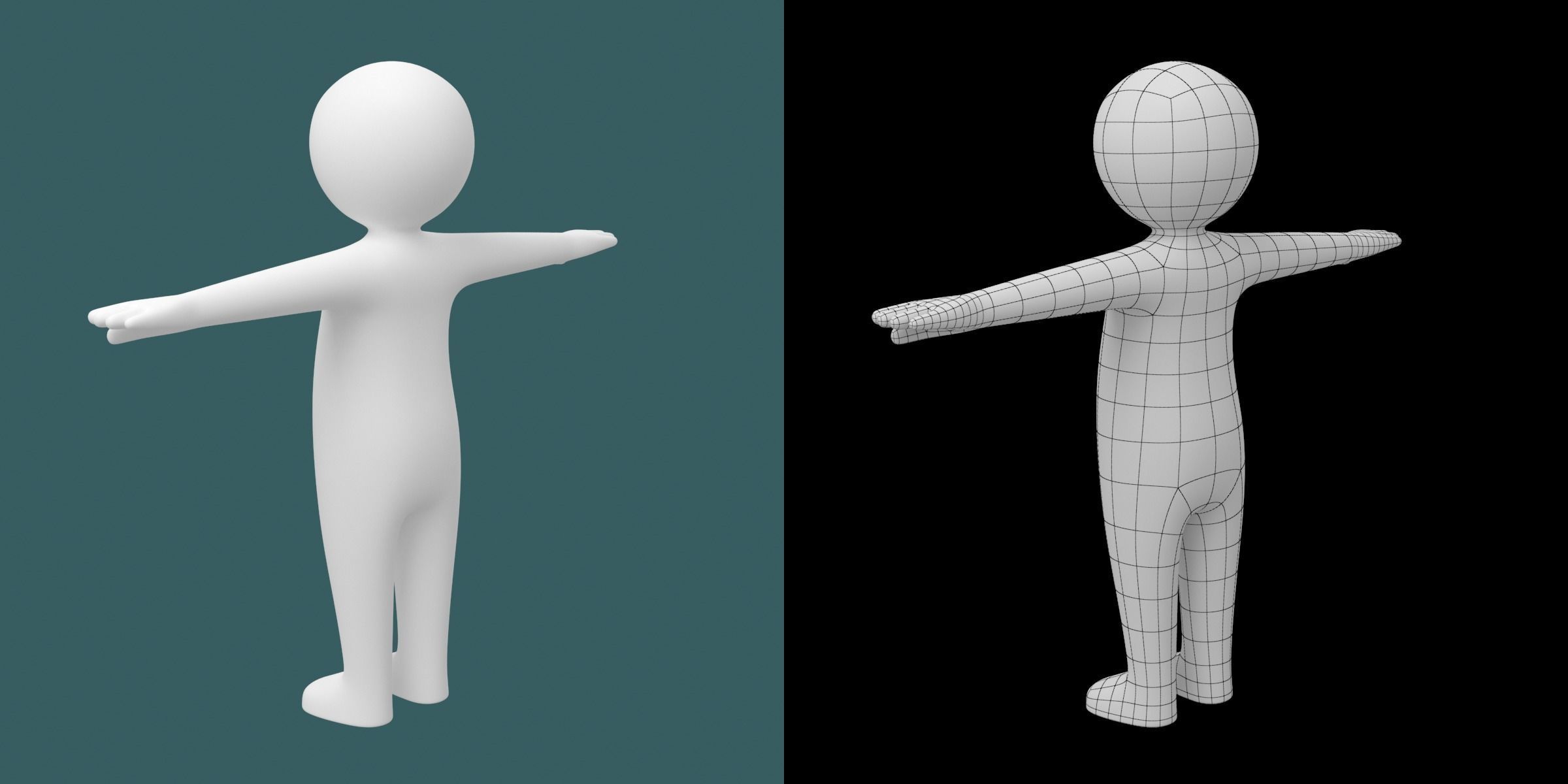 Toddler Baby Child Stickman in T-Pose 3D model_7