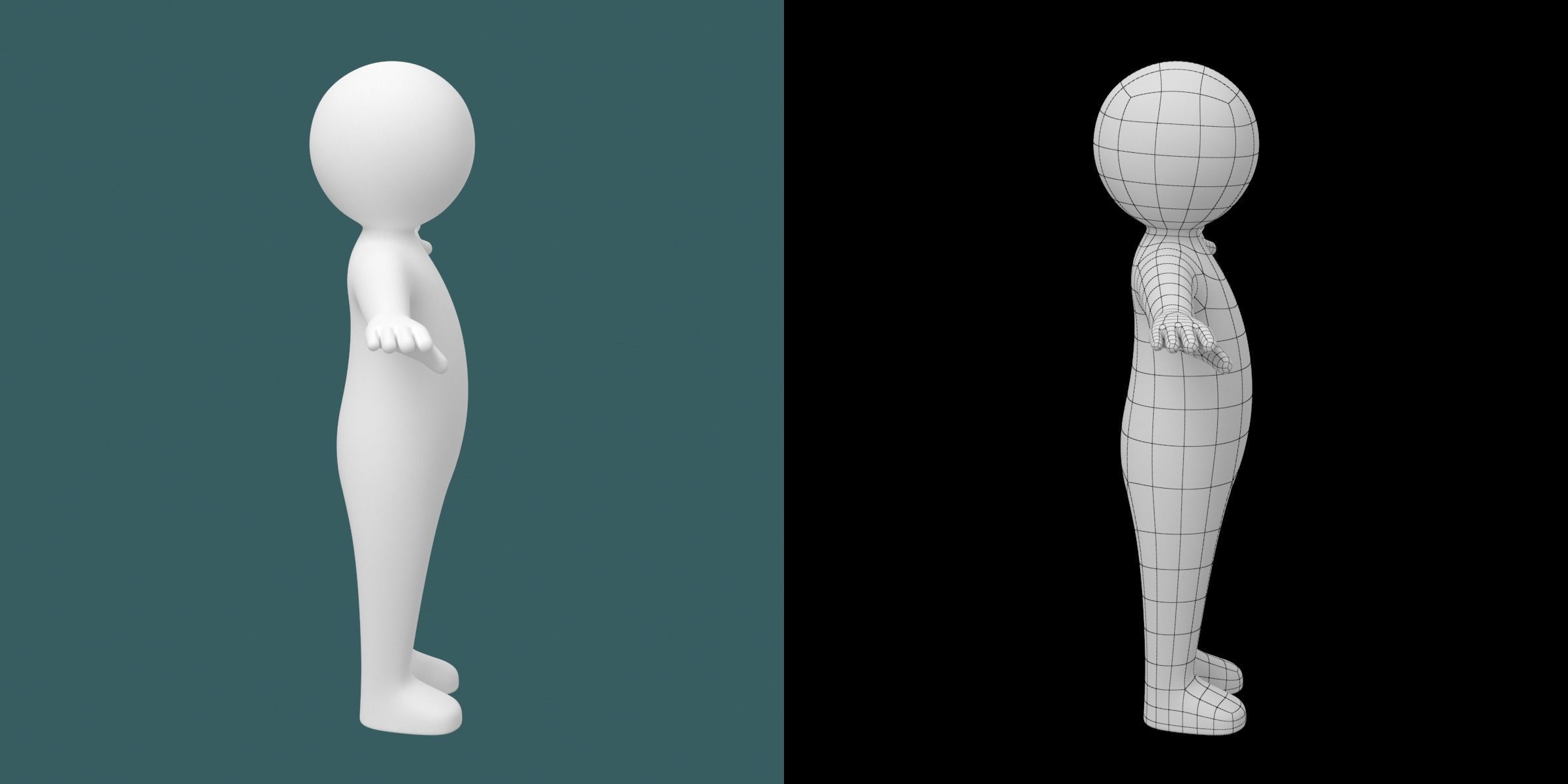 Toddler Baby Child Stickman in T-Pose 3D model_4