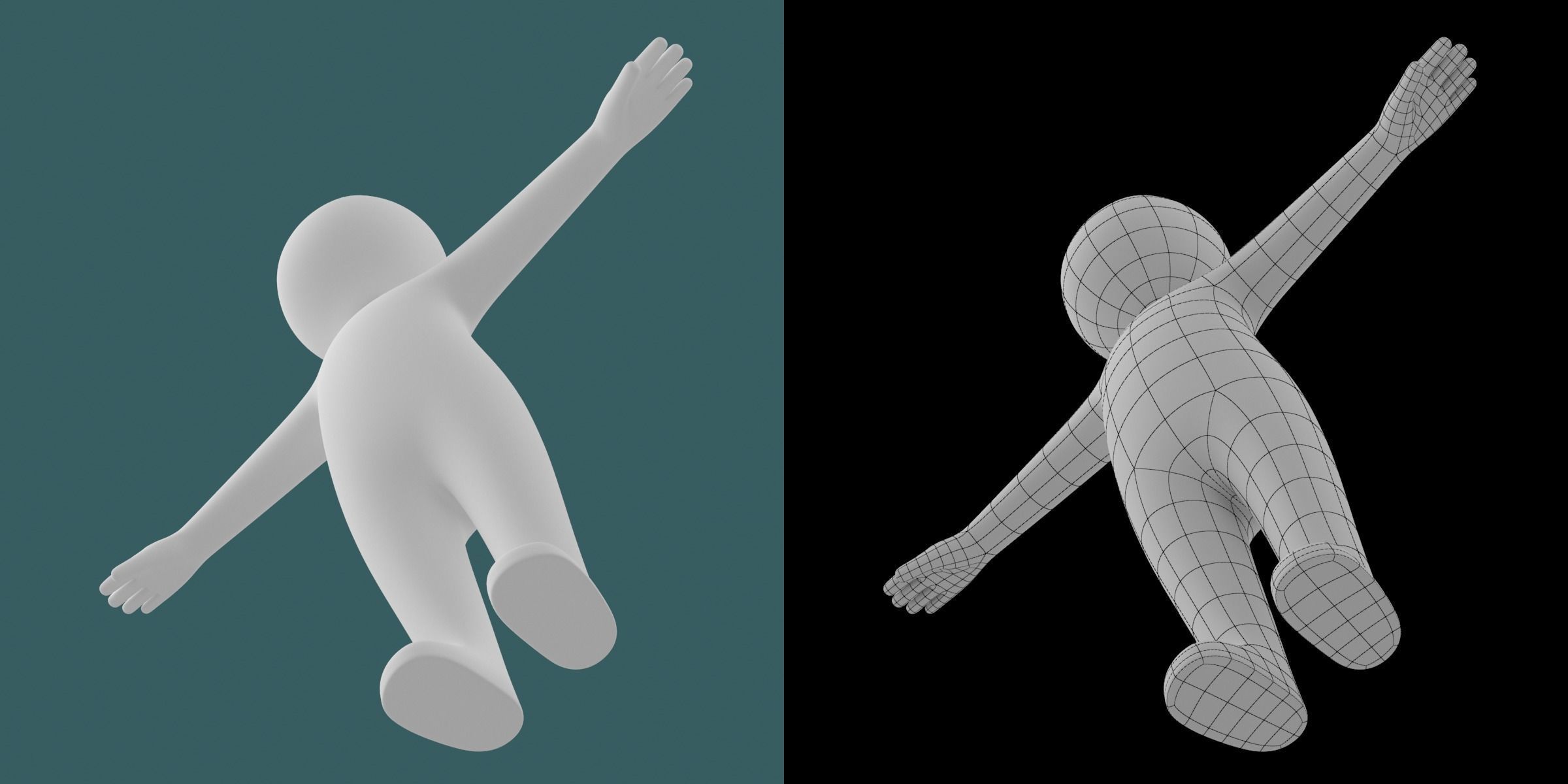 Toddler Baby Child Stickman in T-Pose 3D model_12