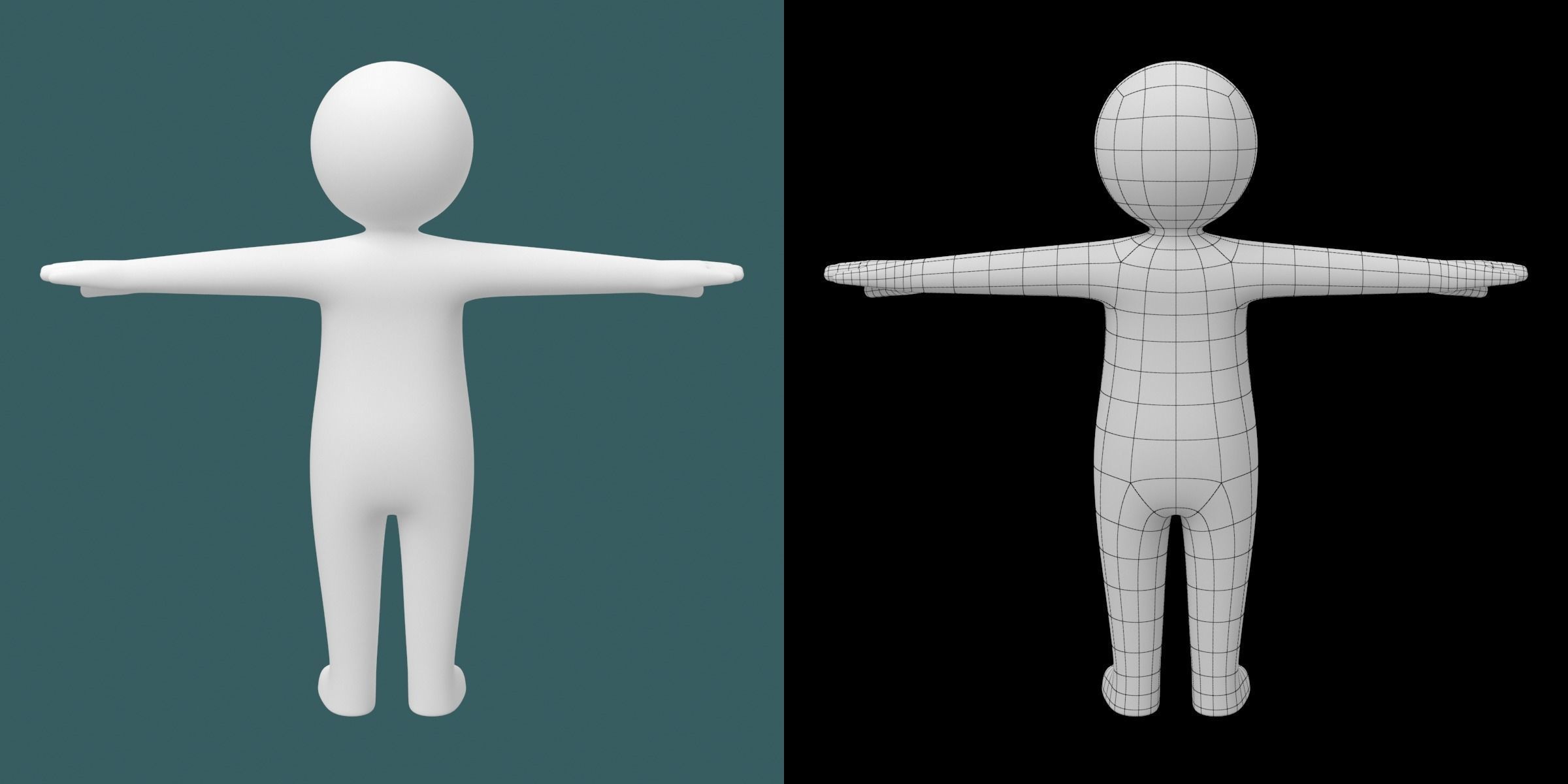 Toddler Baby Child Stickman in T-Pose 3D model_6