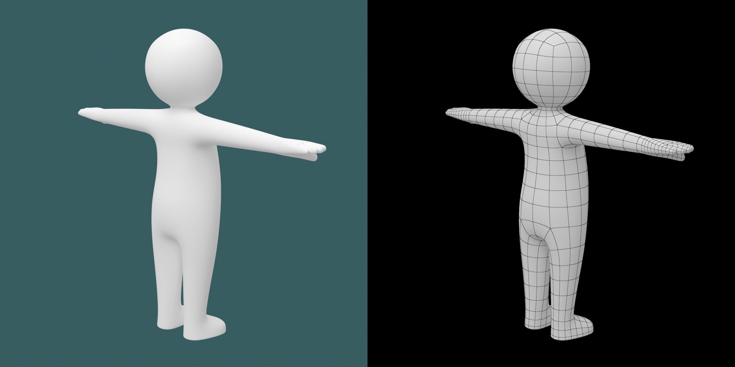 Toddler Baby Child Stickman in T-Pose 3D model_5