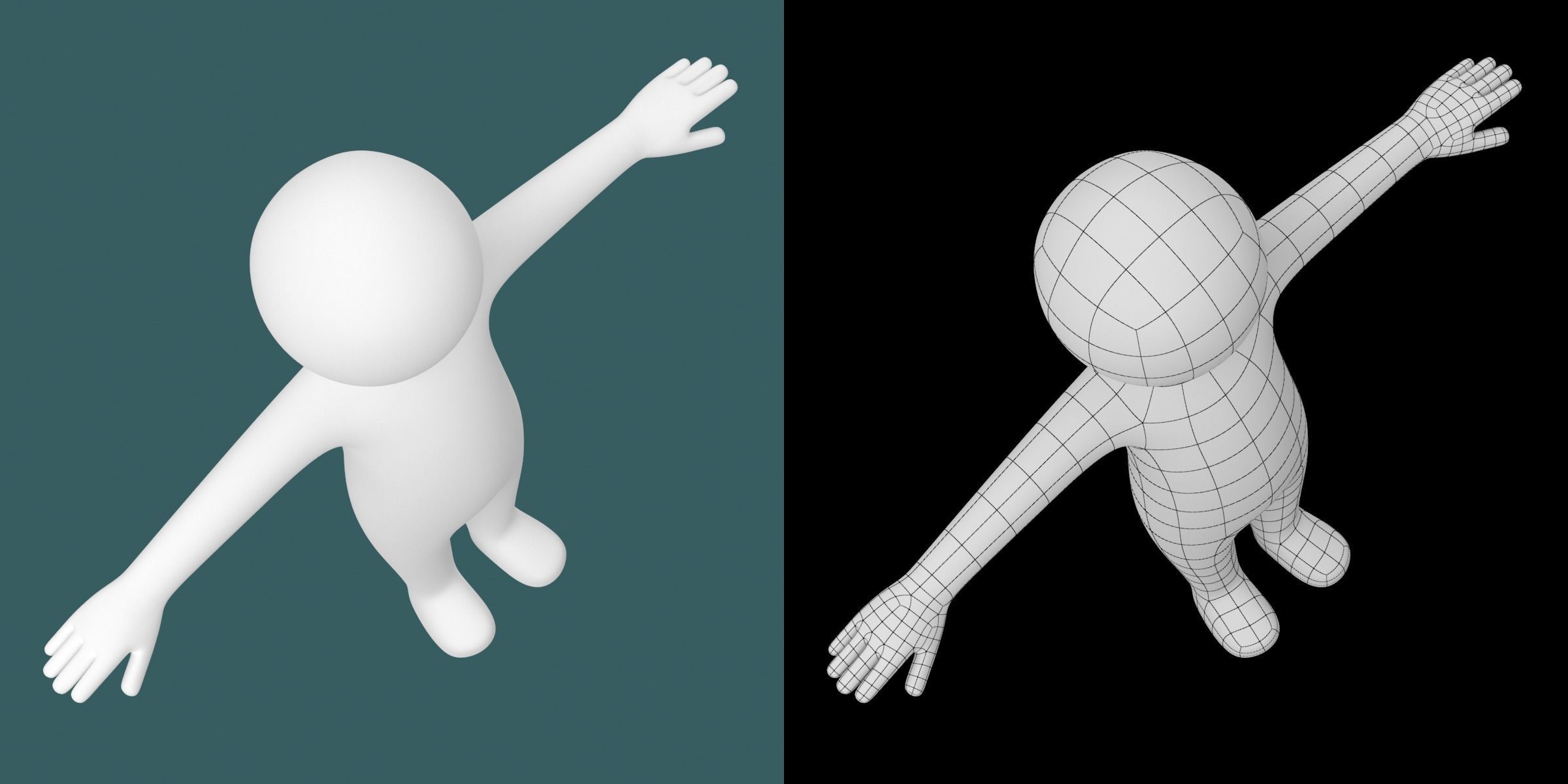 Toddler Baby Child Stickman in T-Pose 3D model_11