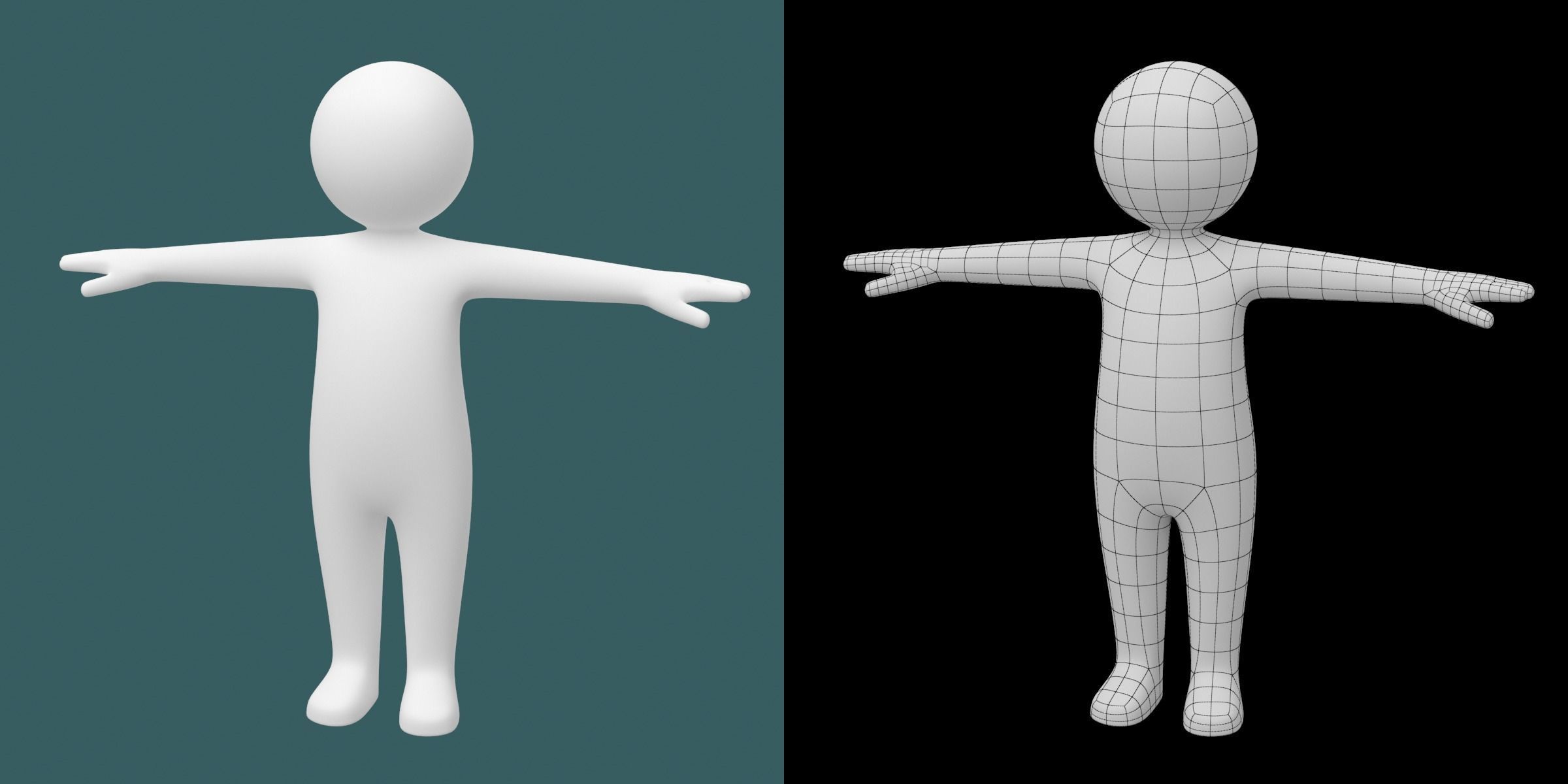 Toddler Baby Child Stickman in T-Pose 3D model_10