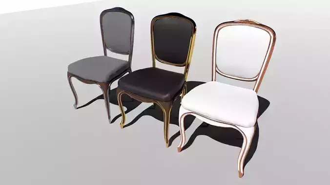 Vintage chair set Low-poly 3D model