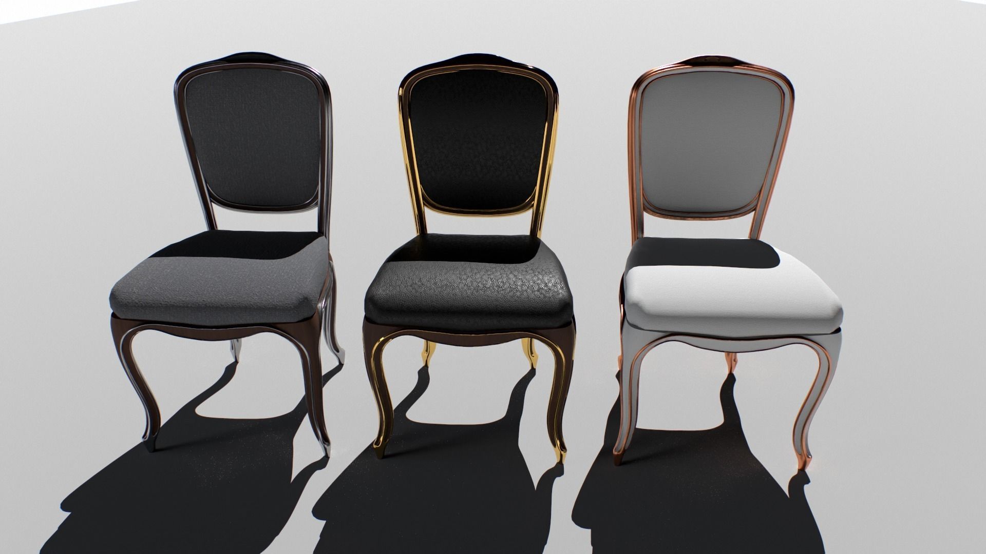 Vintage chair set Low-poly 3D model_5