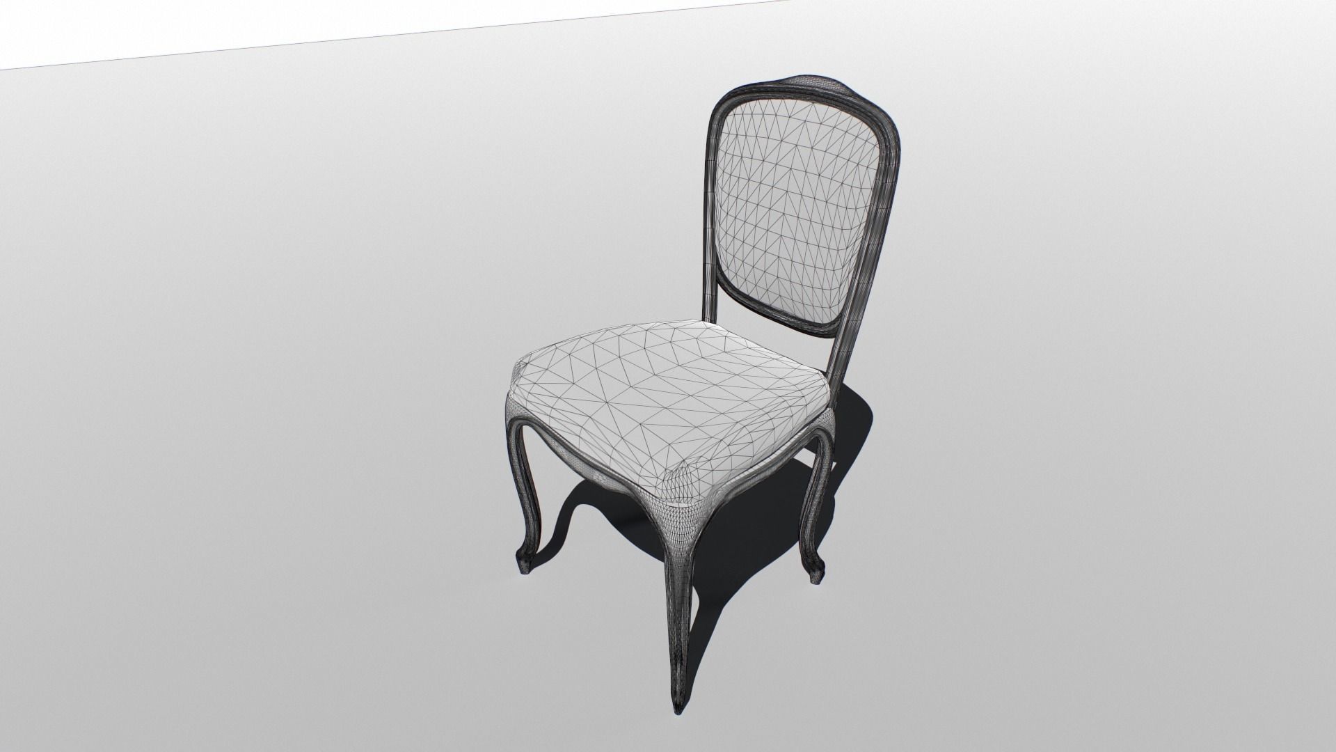 Vintage chair set Low-poly 3D model_6