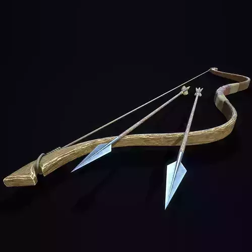 Medieval Short Bow Low-poly 3D model