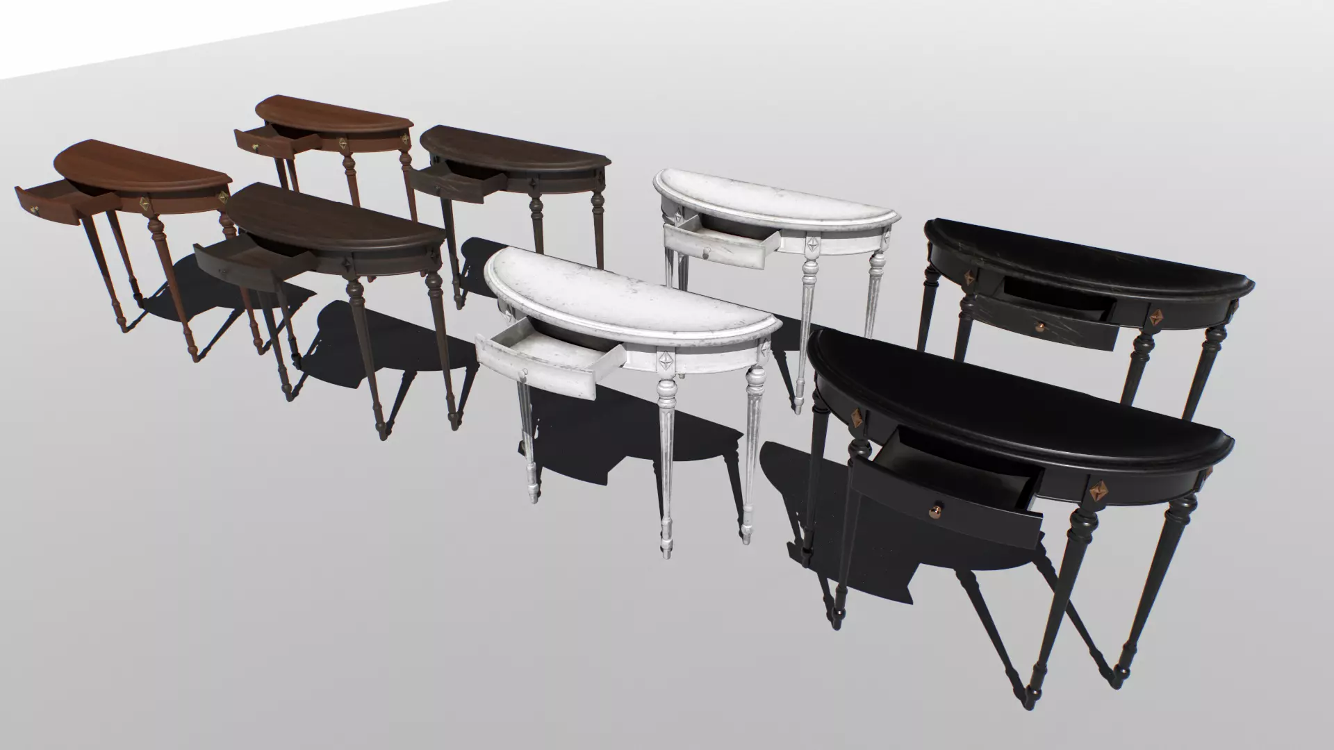 Console table set Low-poly 3D model_0