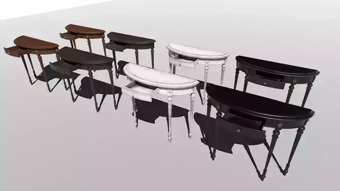 Console table set Low-poly 3D model