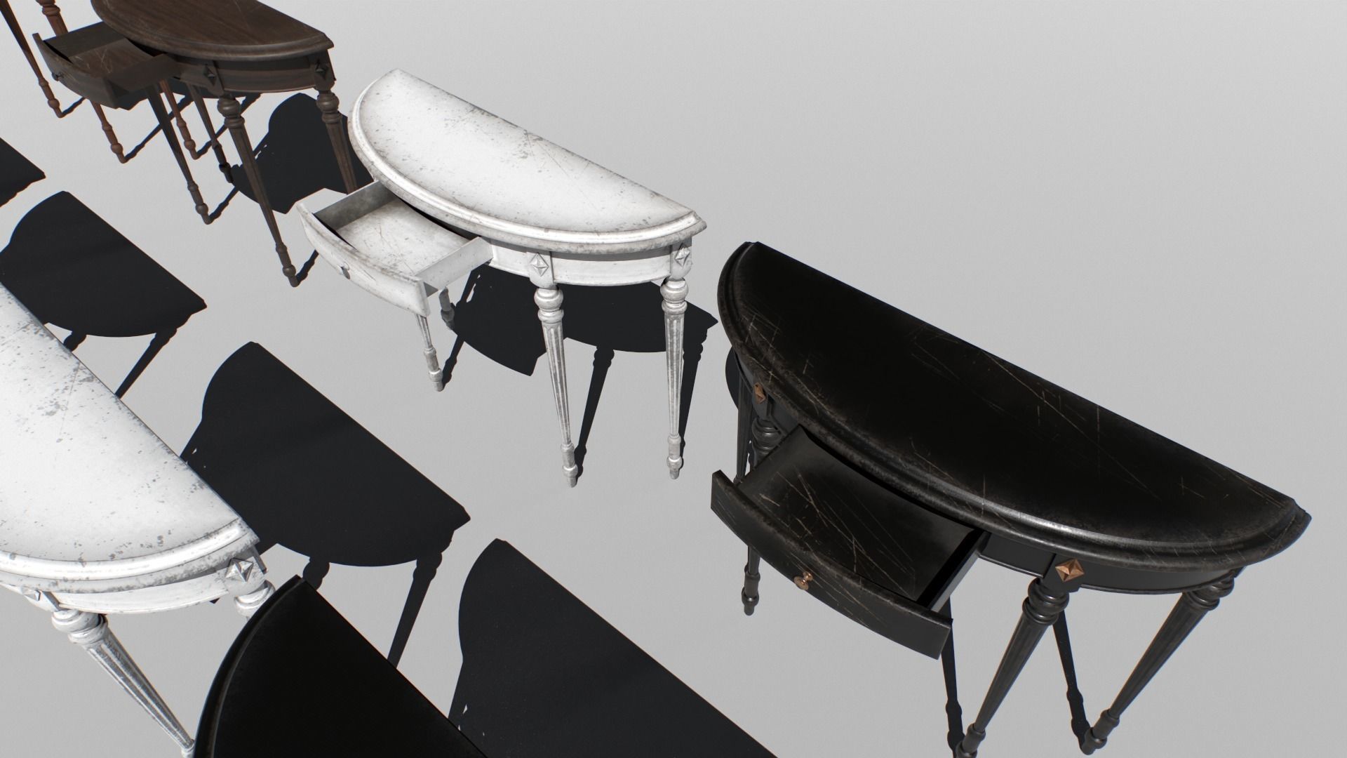 Console table set Low-poly 3D model_3