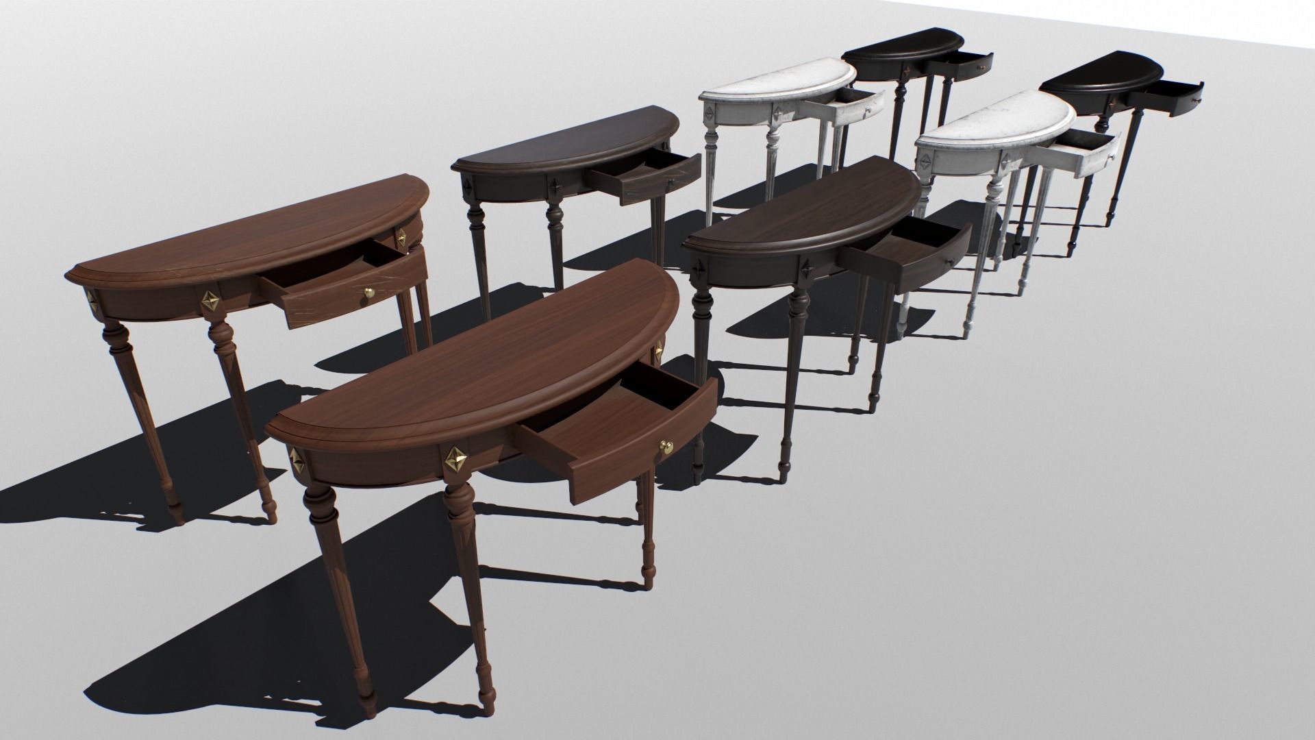 Console table set Low-poly 3D model_1