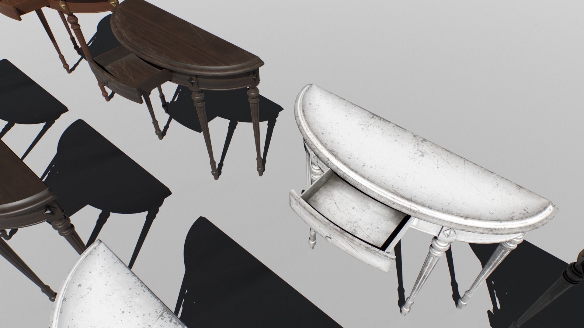 Console table set Low-poly 3D model_4