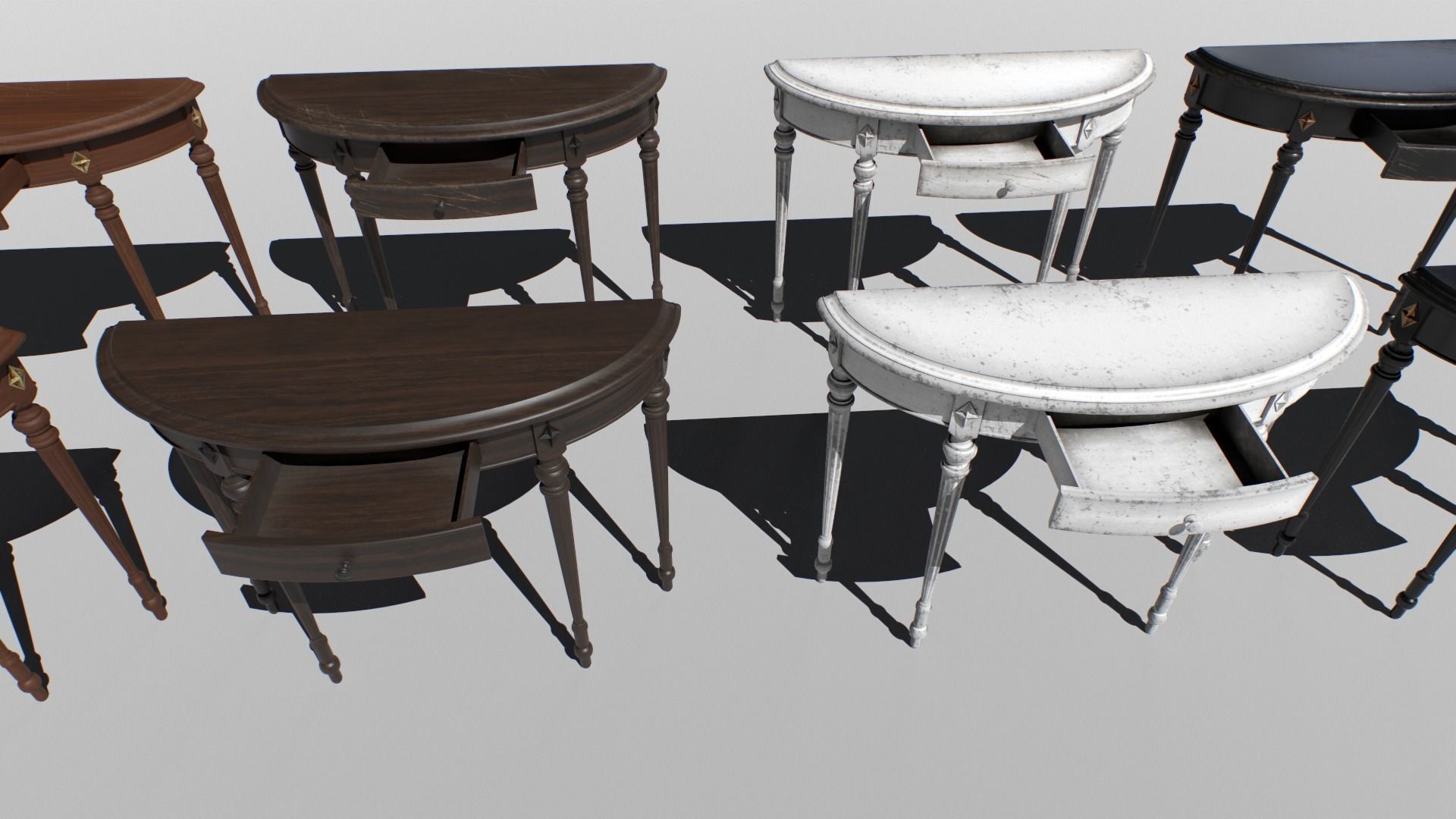 Console table set Low-poly 3D model_2