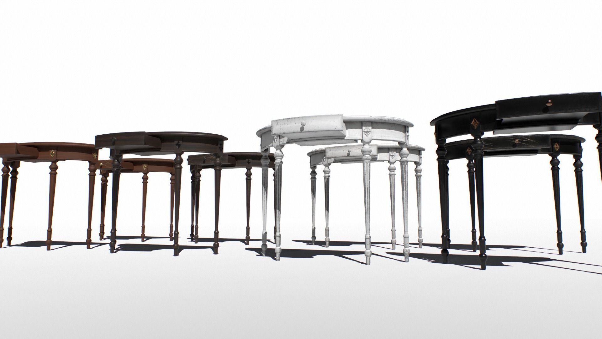 Console table set Low-poly 3D model_6